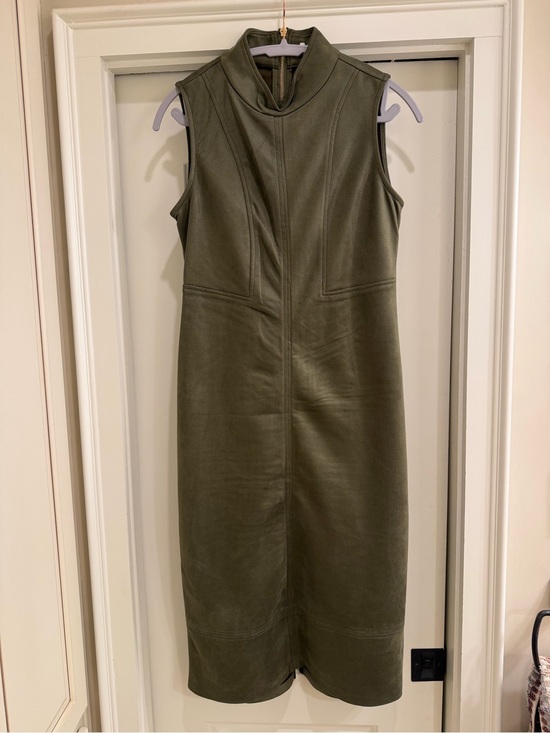 Rachel Zoe Dresses & Skirts - Rachel Zoe Olive Green Sleeveless Faux Leather Dress